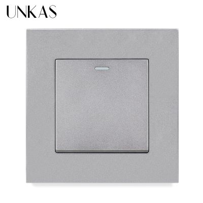 ♗۩ UNKAS Simple Style PC Plastic Panel 1 2 3 4 Gang 1 / 2 Way Wall Light Push Button Gray Light Switch 10A / 16A