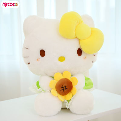 MSCOCO ตุ๊กตาหนานุ่ม Hello Kitty น่ารักตุ๊กตาหนานุ่มที่สมจริงตุ๊กตาสตัฟขนนุ่มสบายผิวสำหรับเด็กผู้หญิงคอลเลกชันตกแต่งของขวัญ