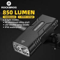 ROCKBROS ไฟหน้าจักรยาน10W 10000 MAh,ไฟฉายสว่างมากกันน้ำได้ไฟหน้าจักรยานเสือภูเขา850ลูเมน