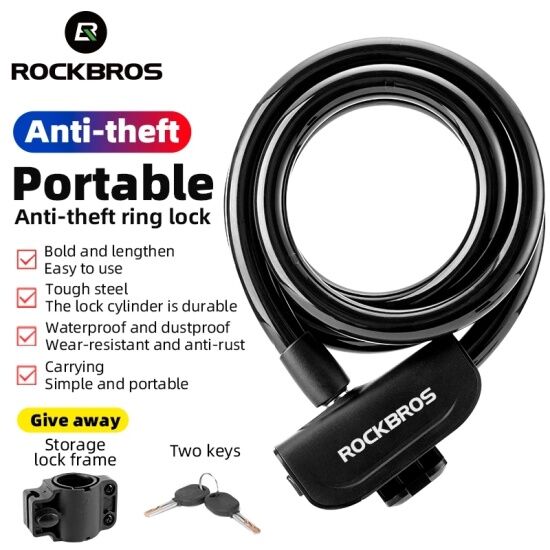 Rockbros khóa xe đạp leo núi, khóa xích bằng thép chống trộm khóa cáp xe - ảnh sản phẩm 1