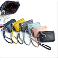 PU Leather Wallet Mini With Keychain Wristlet Coin Purse Card Holder