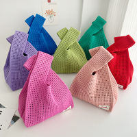 Bucket Bag Leisure Handbag Knitted Canvas Bag Vest Bag Knitted Handbag Hollow Knitted Handbag Handbag