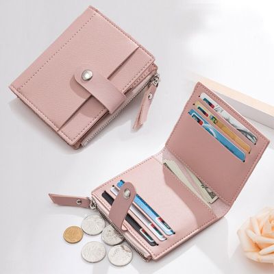 【CC】Women Wallets PU Leather Female Purse Mini Hasp Solid Multi-Cards Holder Coin Short Wallets Slim Small Wallet Zipper Hasp