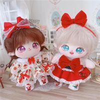 Genuine K-Pop 20CM Doll Clothes Christmas Outfit Red Dress Plush Toys Accessories Jennie Lisa Aespa GIDLE  Fans Xmas Gifts