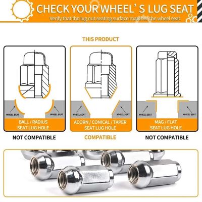 24Pcs Car Lug Nuts M14X1.5 Thread Cone Seat Car Wheel Nuts Replacement Accessories for Ford Silverado GMC 1999-2019