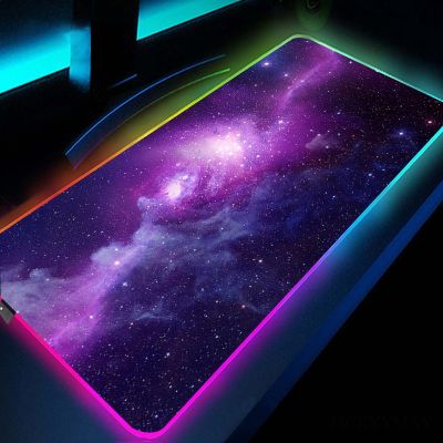 Large Office RGB LED Lllumination Mouse Pad Mat Gamer Space Universe Gaming Mousepad Keyboard Compute Anime Desk Mat For CSGO