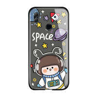 UCUC เคสโทรศัพท์เคสสำหรับ Honor 10 Lite P Smart 2019เด็กผู้หญิงการ์ตูนแมวหมีเปลือย NASA Galaxy Glossy กระจกเทมเปอร์กลับนุ่มขอบเคสใส่โทรศัพท์