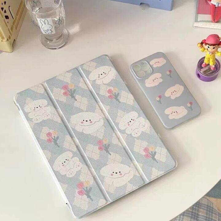 พร้อมส่ง-เคสไอแพด-gen9-gen10-air5-ขัดแตะ-ลูกสุนัข-น่ารัก-ที่ใส่ปากกา-เคส-ipad-gen8-air4-case-ipad-pro11-2021