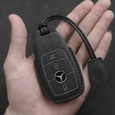 Leather Car Key Case For Mercedes Benz A C E S G Class GLC CLE CLA GLB GLS W177 W205 W213 W222 X167 AMG Fob Suede Accessories
