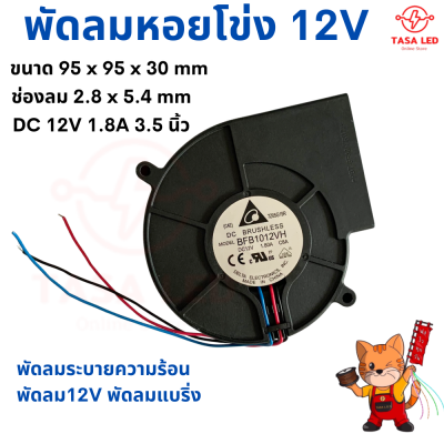 พัดลมหอยโข่ง 12V DC ขนาด 95x95x30 mm 3.5 นิ้ว สำหรับงานระบาบยความร้อน งานเตาเผาชีวมวล รุ่นหนา มีเก็บปลายทาง