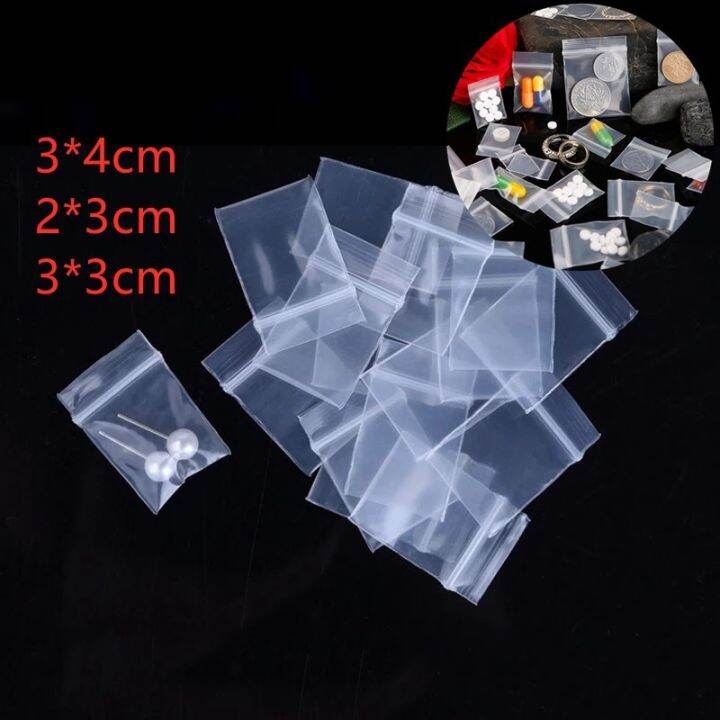 【Ready Stock】 100Pcs/pack 4x3cm Mini Zip Lock Baggies Plastic Packaging Small Ziplock Bag 3 size
