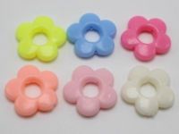 50 Mixed Pastel Color Acrylic Flower Donut Beads 20mm Jewelry Making