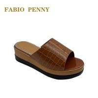 FABIO PENNY European and American womens new pu exquisite grain fashion thick soled slippers party banquet womens slippers