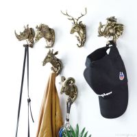 1pc Hanging Hook Animal Head Decorative Hook Deer Elephant Unicorn Rhinoceros Hanger Hook Keys Clothes Hat Wall Decoration Rack Picture Hangers Hooks