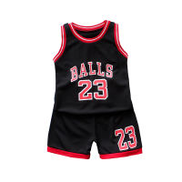 Boys Sports Basketball Clothes Suit Summer New Childrens Fashion Leisure Letters Sleeveless Baby Vest T-shirt 2pcs Sets Kids