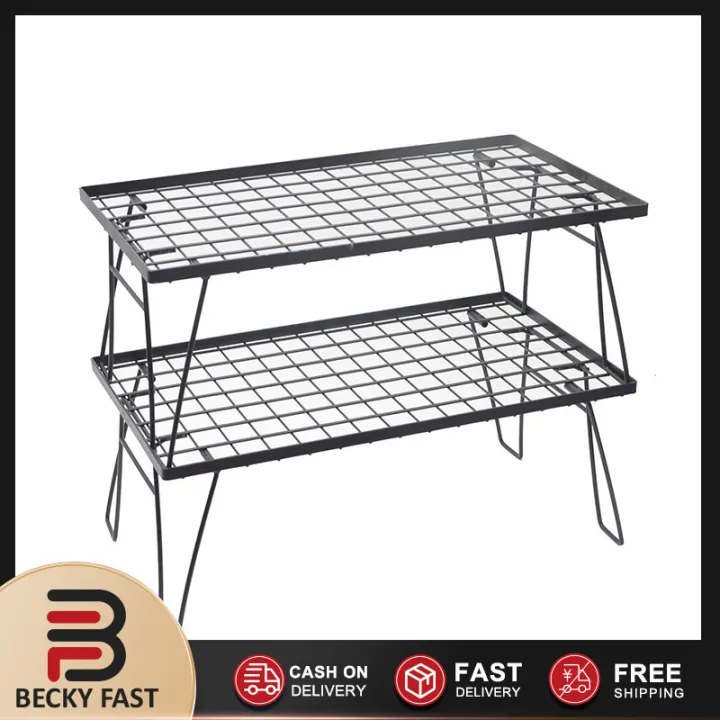 Outdoor multifunctional barbecue table camping portable net table mini ...