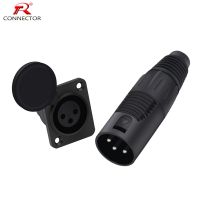 【hot】♤◐  2PCS wire connector 3pins male plug female socket connector panel mount type with protecting cover for Audio/Video