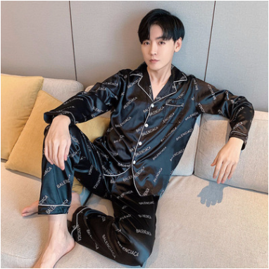 Men Comfortable Pyjamas Plus Size 3XL 4XL 5XL Long Sleeve Casual Home Wear Autumn Silk Male Pajama Suit Leisure Sleepwear Sets