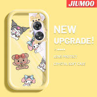 เคส JIUMOO สำหรับ OPPO A78 5G A58 A58x A1X 5G A77 2022 A57 A57s เคส A77s A57e การ์ตูนน้อยน่ารักหมีและกระต่ายน้อยกรอบเคสใส่ Tpu น่ารักเคสกันกระแทกกล้อง