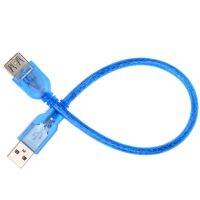 USB 2.0 Extension Cable Copper Male to Female USB Short cable Dual Shielding Transparent Blue High Speed Anti interference 30cm