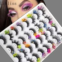 2022 New glitter Powder European American Style Fake Lashes Color Luminous Natural Nude Makeup Stage 3D False Eyelashes