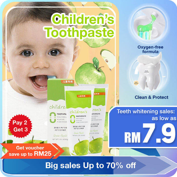 SHERLAU Children's Apple Flavour Fluoride and Xylitol Toothpaste Gentle