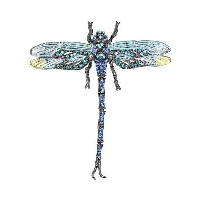High Quality Crystal Dragonfly Brooches for Women Girl Green Jewelry Scarf Lapel Pins Brooch Antique Accessories O2202-1 Headbands