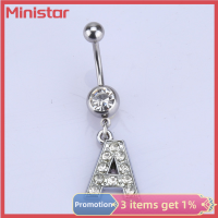 Ministar แหวนรัดหน้าท้องสไตล์ตัวอักษรสำหรับผู้หญิงพลอยคริสตัลฝังสะดือเล็บสำหรับเครื่องประดับแบบเจาะร่างกายเซ็กซี่