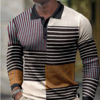 【CC】⊙♤∈  Waffle long sleeve Polo mens 2023 autumn new fashion breathable casual business top