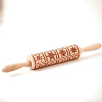 Arjmide 35X4.5CM Deep Engraved Wooden Embossed Xmas Square Snowflake Rolling Pin for Kitchen Christmas Cookies Baking Tool ZM037 Bread  Cake Cookie Ac