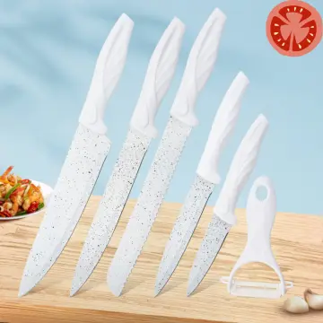 Ready Stock SMEG Knife Holder Stainless Steel Knife Shell Set Vintage Blue  Kitchen Cutting Knife Seven Piece Set