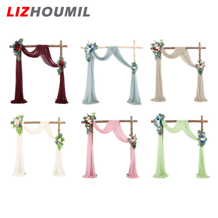 lizhoumil-ม่านโปร่งสำหรับกลางแจ้งใยผ้าผ้าม่านแขวนซุ้มแต่งงานถ่ายภาพผ้าม่านบังแสงสำหรับของตกแต่งงานแต่งงาน-2ft-x-18ft