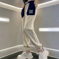 ♈LOEWE Lewe/luo Ywei 21กางเกงแนวสปอร์ตสำหรับผู้หญิงกางเกงสำหรับผู้ชายกางเกงลำลองแนวสปอร์ตเย็บติดโลโก้ปักริบบิ้น