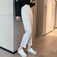 150 Small Suit Pants Womens Spring Loose Cropped Harem Pants Casual Pants Womens Split Ankle-Length Cigarette Pants