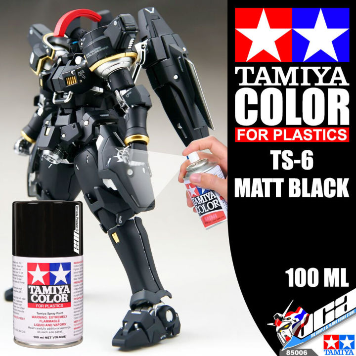 tamiya-85006-ts-6-matt-black-color-spray-paint-can-100ml-for-plastic-model-toy-สีสเปรย์ทามิย่า-พ่นโมเดล-โมเดล-vca-gundam