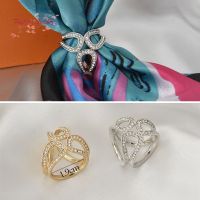 Fashion Women Scarf Buckle 3 Loops Flower Shape Alloy Inlay Rhinestone Ladies Shawl Clasp Jewelry Accessories For Gifts