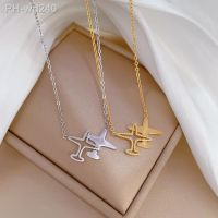 New Arrival Airplane Pendant Hollow Necklace for Women Couple Trendy Aircraft Choker Stainless Steel Chain Party Travel Jewelry