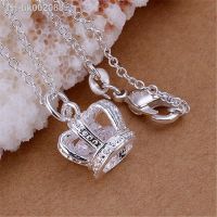 ✈ 925 Sterling Silver noble crystal diamond crown Pendant Necklace for woman Holiday gift fine wedding party brands Jewelry