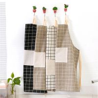 lattice Waterproof Polyester Kitchen Apron Woman Adult Bibs Home Cooking Baking Coffee Shop Cleaning Aprons Pocket Accessory Aprons