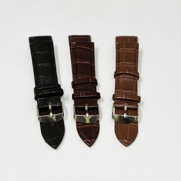 Premier Genuine leather anti allergic watch straps Black, Dark brown