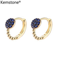 Kemstone 925เงินสีฟ้าคริสตัลทองชุบรอบHoopต่างหูของขวัญเครื่องประดับสำหรับผู้หญิง