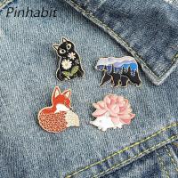 Pinhabit เข็มกลัดรูปตัวการ์ตูนสัตว์คลับเข็มกลัดรูปสุนัขจิ้งจอกสีแดง