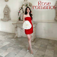 SEOULMATE ROSE ROMANCE #SM6578  เดรสดอกไม้สายเดี่ยวเพชรสุดหรู ผ้า DUCHESS อย่างดี ตกแต่งด้วยดอกไม้ใหญ่ ปังสุดๆ