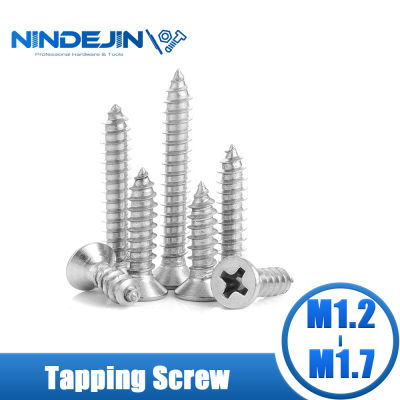 NINDEJIN Cross หัวแบน Self-Tapping สกรู M1.2 M1.4 M1.7สแตนเลส Phillips สกรูเฟอร์นิเจอร์สกรู