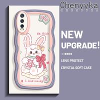 Chenyyka เคสสำหรับ VIVO Y20 Y20i Y20s Y12s Y20 2021 Y11s Y12A Y20T Y20S M Y20S D เคสการ์ตูนกระต่ายสีชมพูน่ารักสีสันสดใสน่ารักขอบครีมคลื่นเคสมือถือกันกระแทกแบบใสนุ่มใสลายกล้องถ่ายรูปสร้างสรรค์ปลอกป้องกันซิลิโคนที่เรียบง่าย