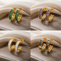 【YP】 2023 New Classic Colored Stud Earrings C-Shaped Earring Engagement Wedding Fashion Jewelry Shipping