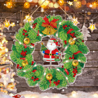 Christmas decor Diamond Embroidery Kit Special Shaped Drill Diamond Painting Wreath with LED Light diamond Art Home Wall Decor