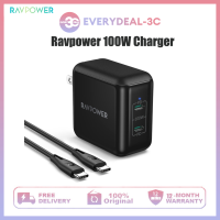 RAVPower 100W GaN 2พอร์ต USB-C PD Series เครื่องชาร์จติดผนัง