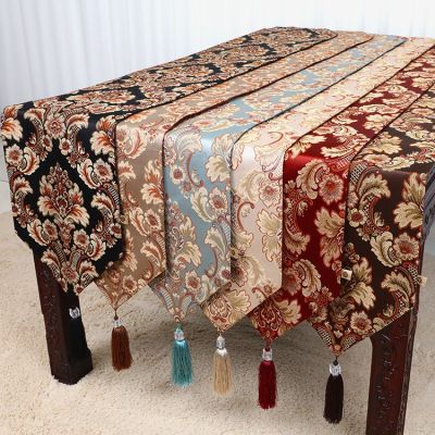（HOT) ผ้าปูโต๊ะผ้าไหมจีนใหม่ผ้าปูโต๊ะกาแฟสไตล์ยุโรปเรียบง่ายผ้าปูโต๊ะทีวีตู้รองเท้าผู้ผลิตโต๊ะน้ำชาแบบยาว
