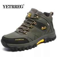 Brand Mens Winter Snow Boots Plush Warm Ankle Boots Waterproof Leather Sneakers Outdoor Male Hiking Boots Work Shoes Size 39-47